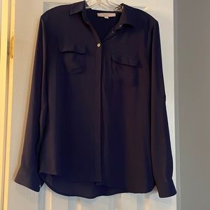 Sheer navy blue Loft blouse